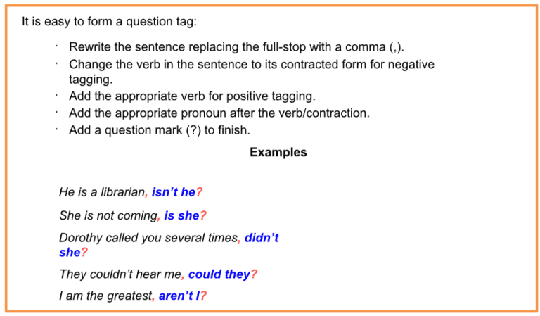 Class 7 - English(Question Tags) - MY CLASS NOTES