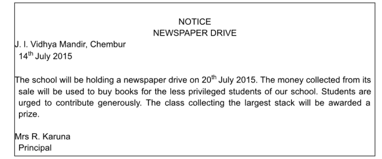 Class 7 - English(Notice Writing) - MY CLASS NOTES